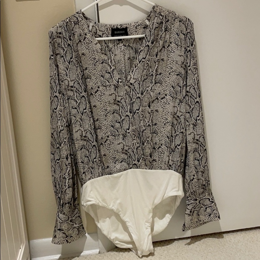 Bardot snakeskin body suit blouse